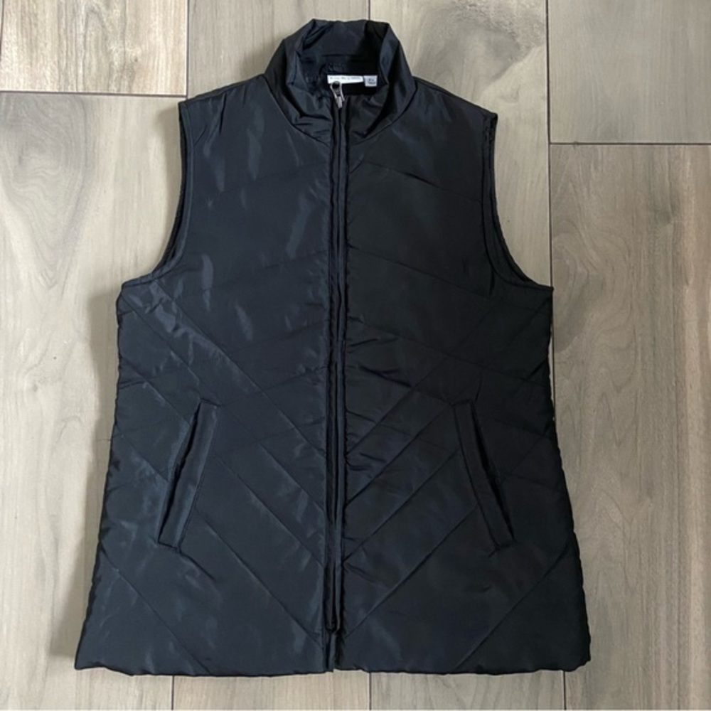 Kim Rogers Petite Women’s Black Solid Quilted Vest with pockets‎ size PS